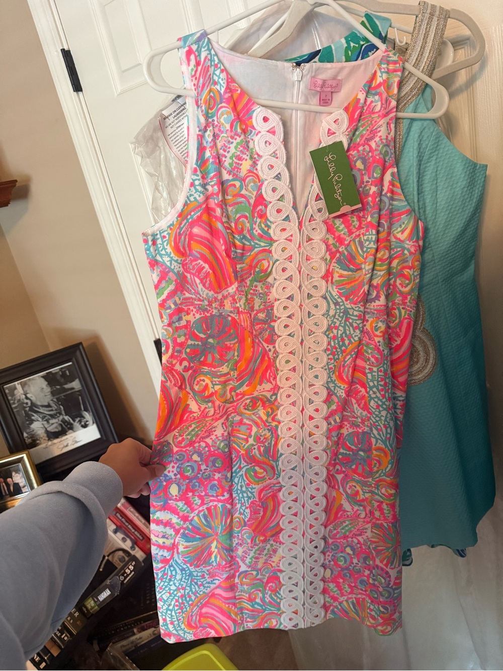 Lilly Pulitzer Pink Multi Coastal Print Lace-Trim Shift Dress